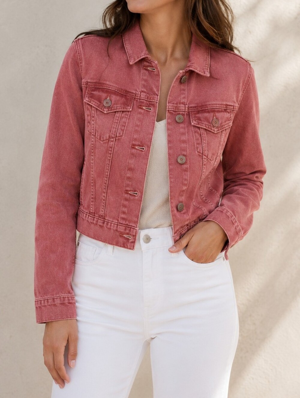 Wilfred Free Button-front Japanese Denim Jacket in Mauve Casual Women's 0